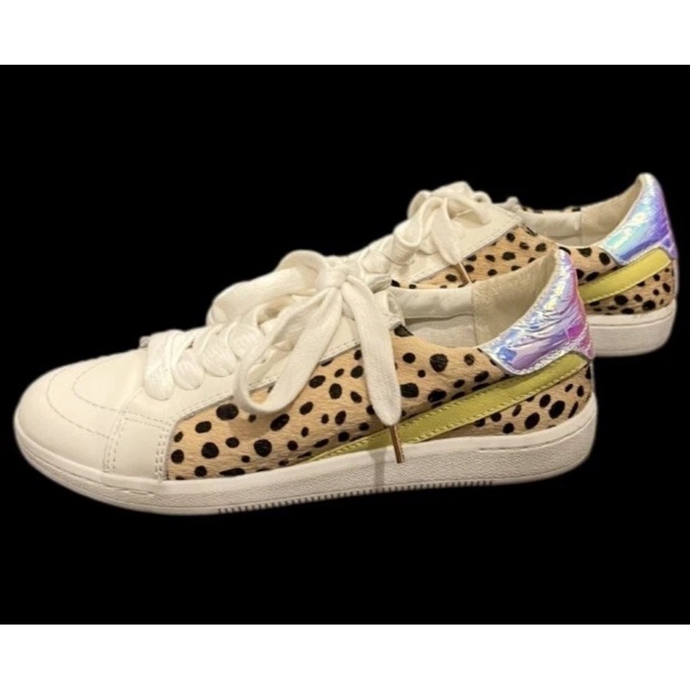 Dolce Vita Nino Leopard Calf Hair Metallic Iridescent Sneakers Womens Sz 6